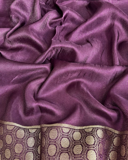 Mysore Crape Saree with Kalamkari Print Contrast  Border - Mustard & Maroon