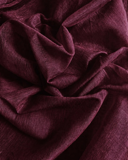 Tusser Silk Saree  With Thread Weaving Butties  With Golden Border-  Maroon