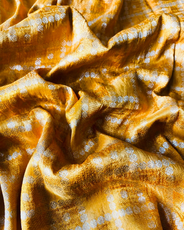 Crepe Saree with Gold Zari  Weaving Border  - Mustard