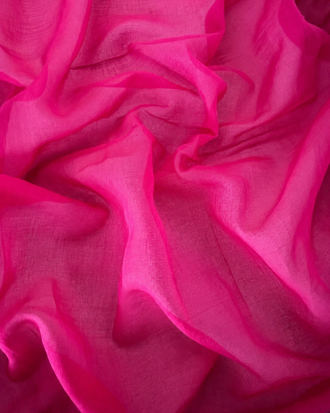 Mul cotton saree with Hand Painting  - Rani Pink