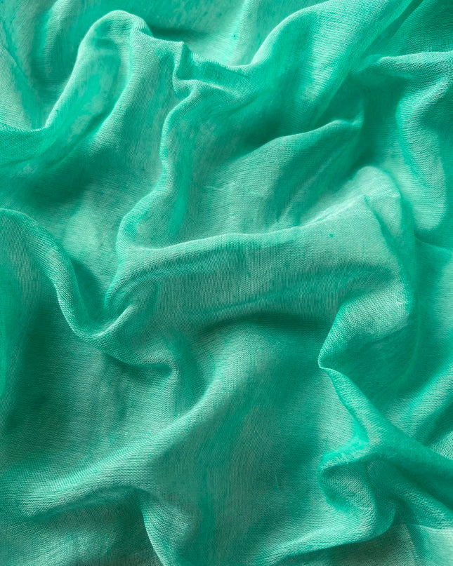 Mul Cotton Saree with Thread Work Buttes and Tassels-  Sea Green