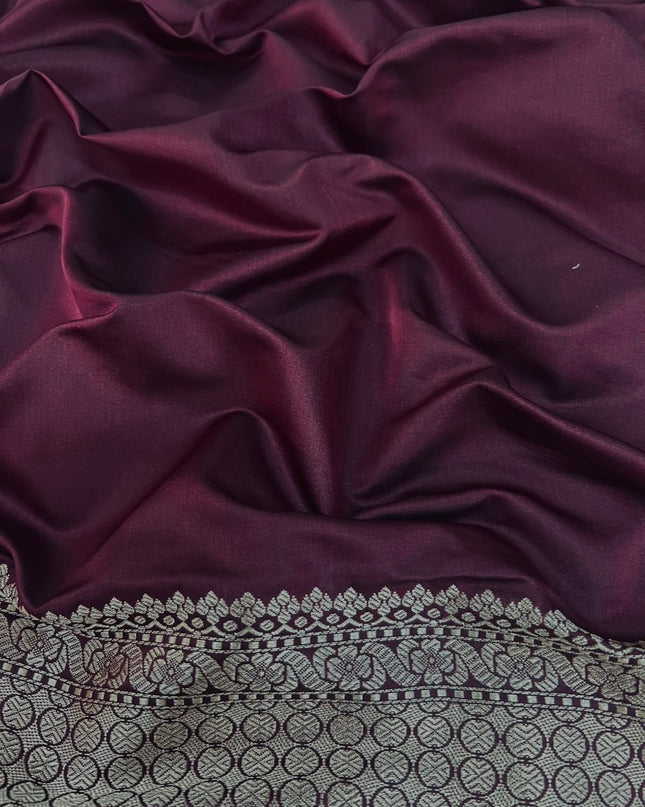 Kathan  Banaras saree with Pichwai  Weaving Buttes Ana Kaddi Border - Maroon