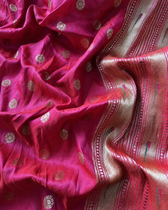 Bhandni Saree with Paithani Saree Border - Light Pink