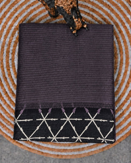 Pure Silk Kota Saree With Contrast Border - Dark Lavender