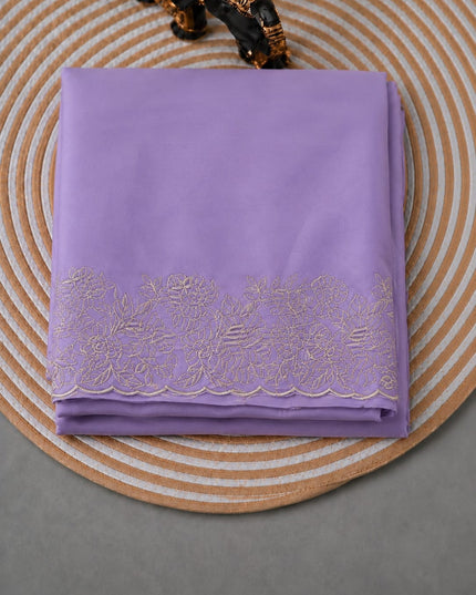 Leger Georgette Saree with  Peta Work and Scallop  Border- Lavender