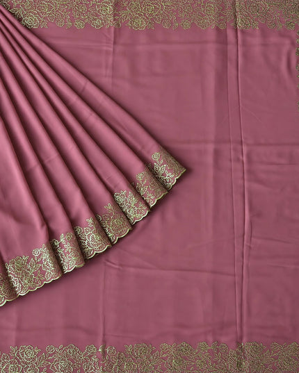 Leger Georgette Saree with  Peta Work and Scallop  Border-  Light Pink