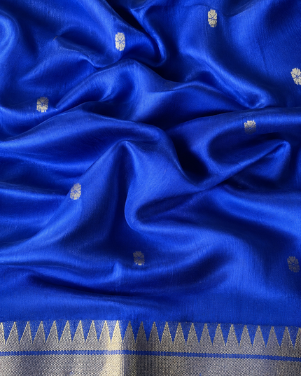 Chanderi  Saree with All over Golden Butties and muniya Border - Royal Blue