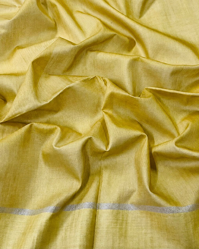Chanderi Saree with Self Weaving  Lines contrast Border - Pink