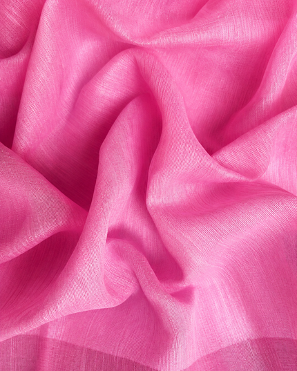 Kora  Silk Saree with Self Weaving Floral Design -  Pink