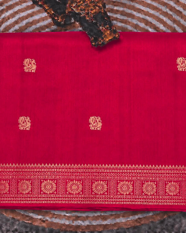 Dola silk sarees with  Gold Butties and zari Border- Pink