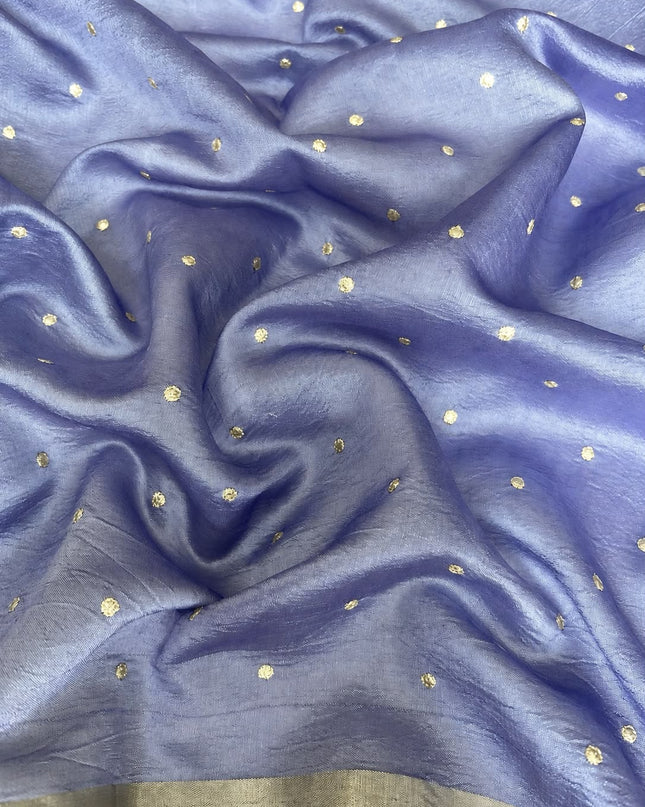 Pure Tissue Saree  with Embroidery Work and  piping border - Gold & Purple
