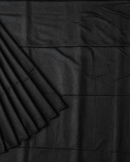 Mul cotton saree and Border Less with Tassels-  Black