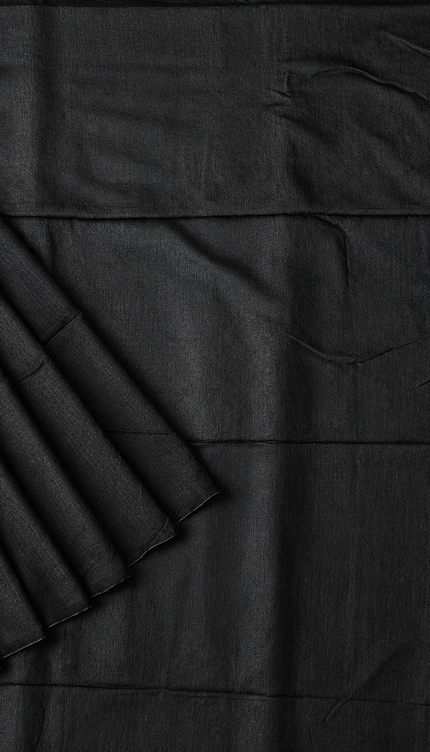 Mul cotton saree and Border Less with Tassels-  Black