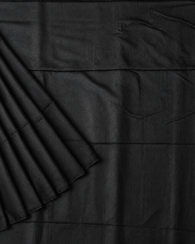 Mul cotton saree and Border Less with Tassels-  Black