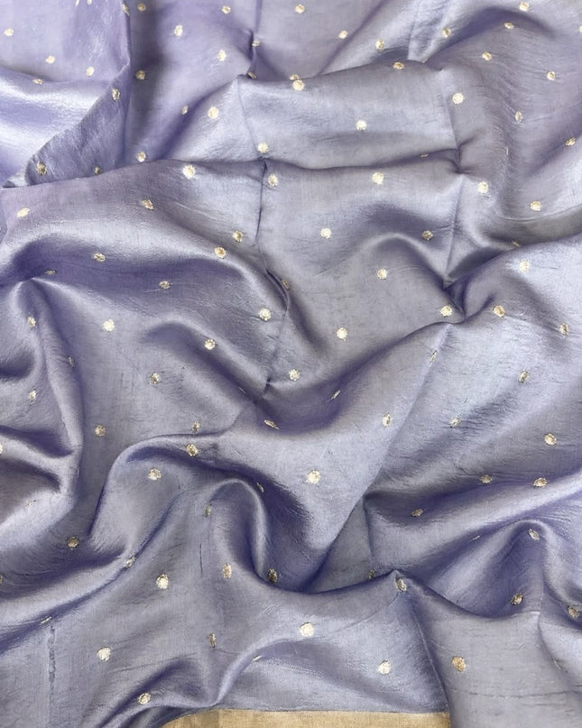 Pure Tissue Saree  with Embroidery Work and  piping border - Gold &  Lavender