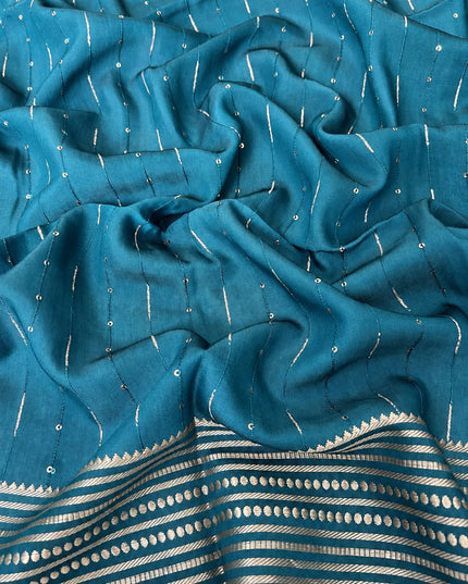 Mangalagiri saree with Potola Print and contrasting border - Pista Green