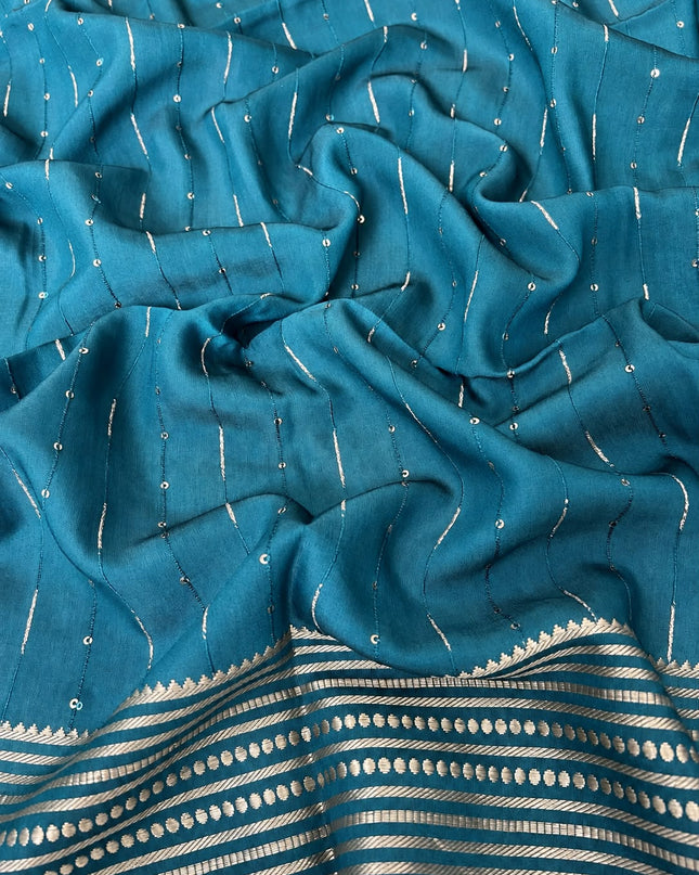 Mangalagiri saree with Potola Print and contrasting border - Pista Green