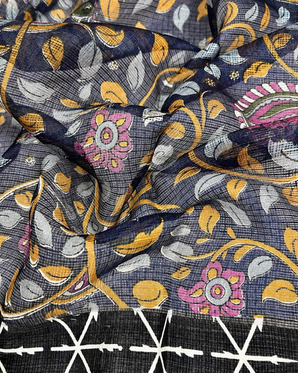 Pure Silk Kota Saree With Contrast Border - Mehandi Green