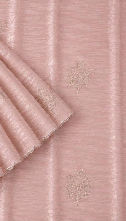 Soft  Tissue Orznga  Saree With Ari work and scallop Border- Light Pink