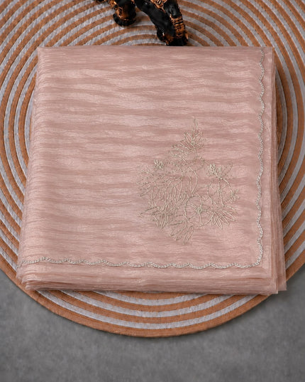 Soft  Tissue Orznga  Saree With Ari work and scallop Border- Light Pink