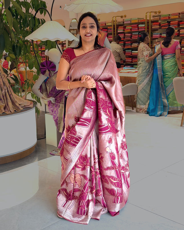 Heritage Gold-Silver Zari Banarasi Saree with Running Blouse