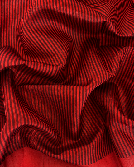 Tusser Jamdani Saree Weaving Butties  With Contrast Border-  Maroon