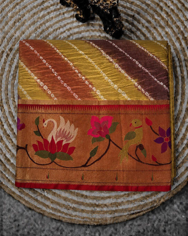 Bhandni Saree with Paithani Saree Border - Multi