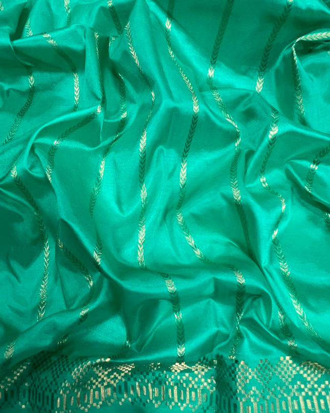 Kathan Silk Saree With All over Gold Zari Buttes and Golden Zari Weaving Border - Blue