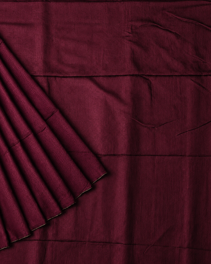 Mul cotton saree and Border Less with Tassels-  Wine