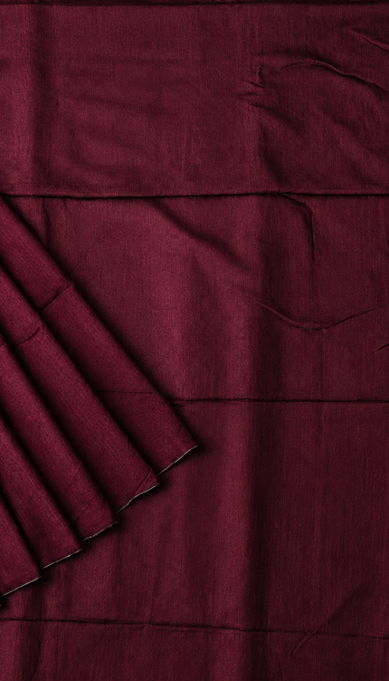 Mul cotton saree and Border Less with Tassels-  Wine