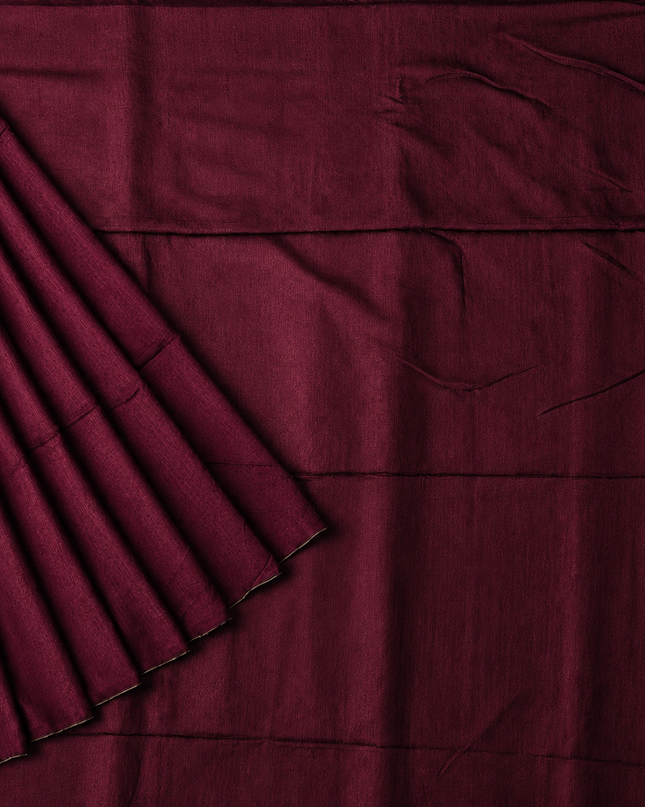 Mul cotton saree and Border Less with Tassels-  Wine