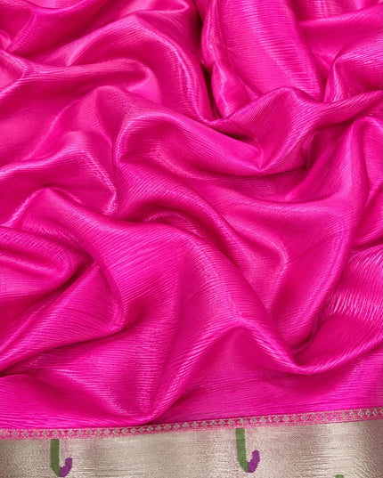 Kota Silk Saree with Kalamkari Dori Work and Muniya Border  - Magenta
