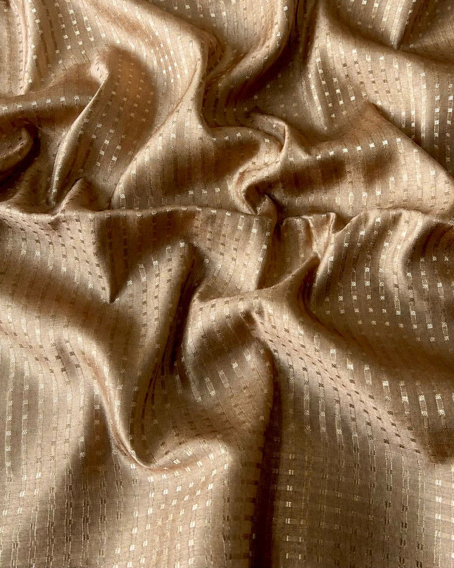 Tusser Silk saree with Floral Print -Tan