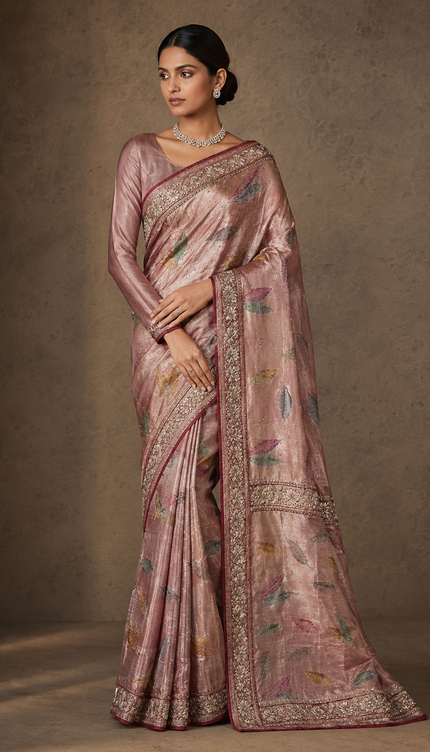 Banaras saree with Meenakari weaving with kardhana zardozi work -Red