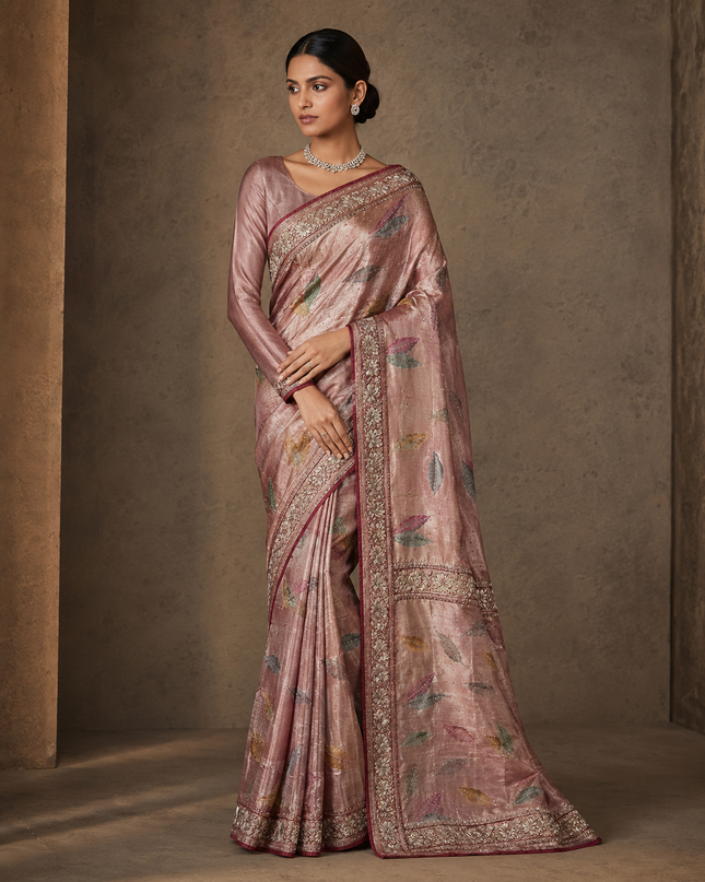 Banaras saree with Meenakari weaving with kardhana zardozi work -Red