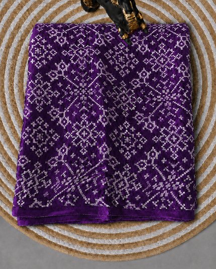 modal silk saree with ajrakh Design and Small Border  - Violet