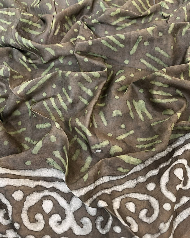 Mul Cotton Saree with Hand Block Print Border- Green