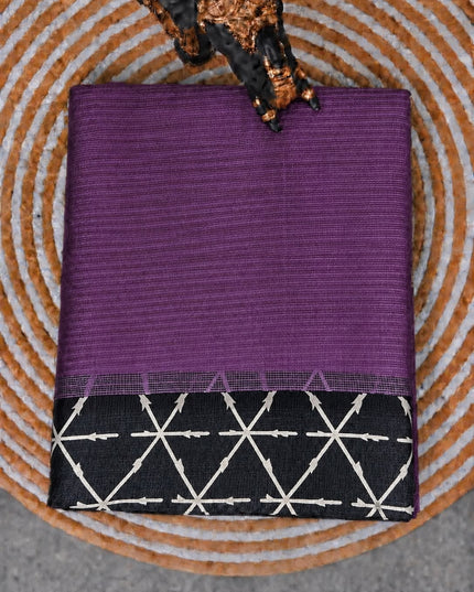 Pure Silk Kota Saree With Contrast Border - Purple