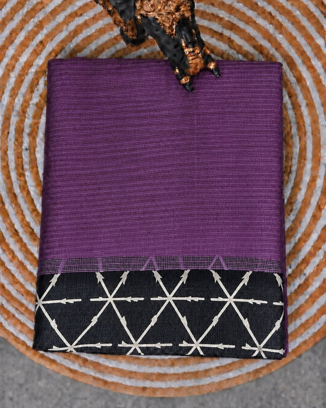Pure Silk Kota Saree With Contrast Border - Purple