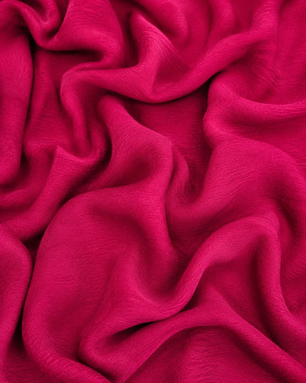 Georgette Saree with Thread Embroidery Flower Design  Kardhana Work Scallop Border - Magenta