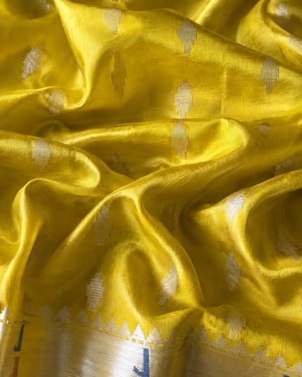 Chanderi  Silk Saree with All over Jamdani weaving style and Muniya border - Light Green