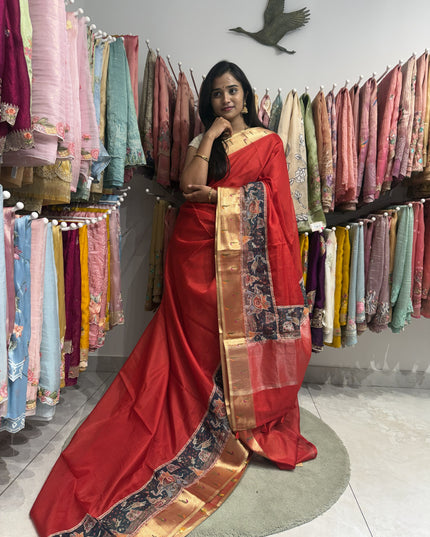 silk kota saree with muniya border-red