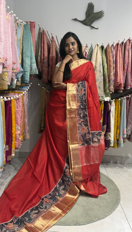 silk kota saree with muniya border-red