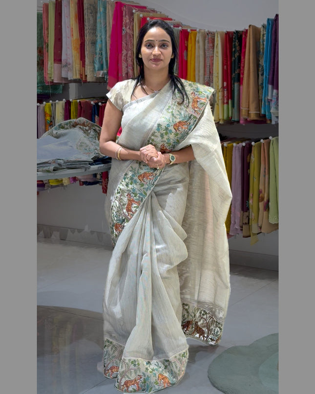 Tissue with shikari border saree